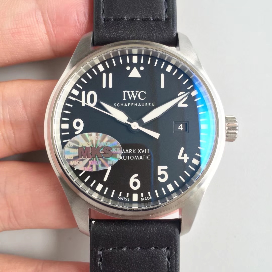 [MKS공장]IWC 파일럿 마크18 IW327001 블랙다이얼 가죽스트랩