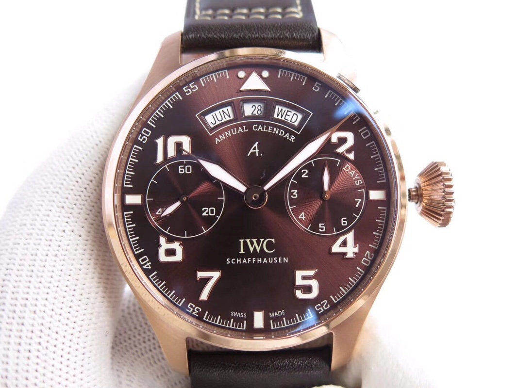 [YL공장]IWC 빅 파일럿 애뉴얼 캘린더 IW502706 18K 로즈골드 도금 브라운다이얼 가죽스트랩