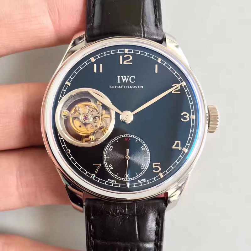 [YL공장]IWC 포르투기즈 투어빌론 IW5463 블랙다이얼 실버핸즈 가죽스트랩