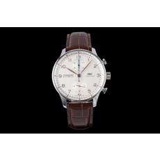 [AZ공장]IWC 포르투기즈 크로노 IW371604 화이트다이얼 골드핸즈 가죽스트랩