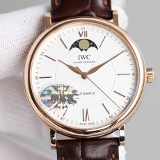 [MKS공장]IWC 포르토피노 IW459402 18K 로즈골드 도금 화이트다이얼 골드핸즈 가죽스트랩