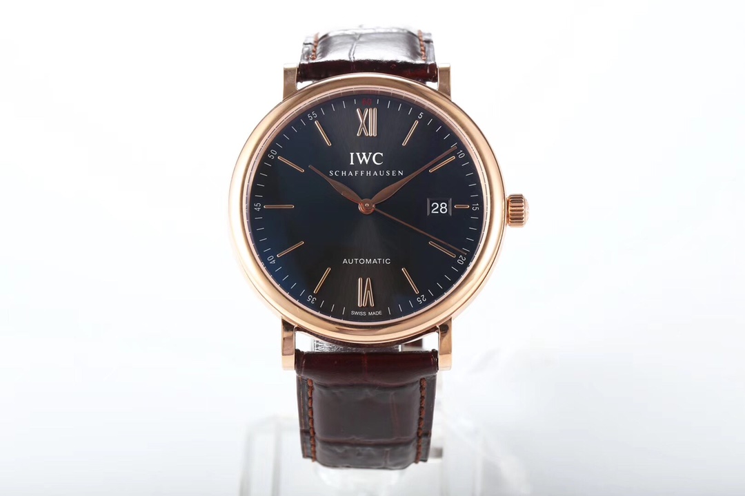 [MKS공장]IWC 포르토피노 18K 로즈골드 도금 블랙다이얼 가죽스트랩