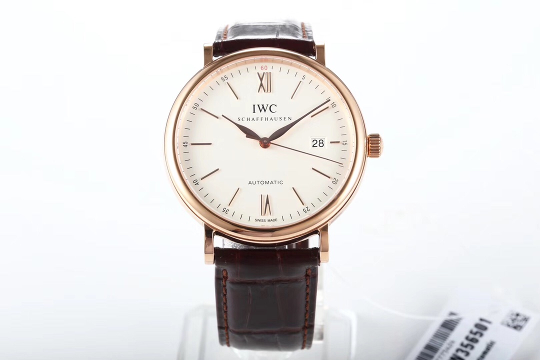 [MKS공장]IWC 포르토피노 18K 로즈골드 도금 화이트다이얼 가죽스트랩