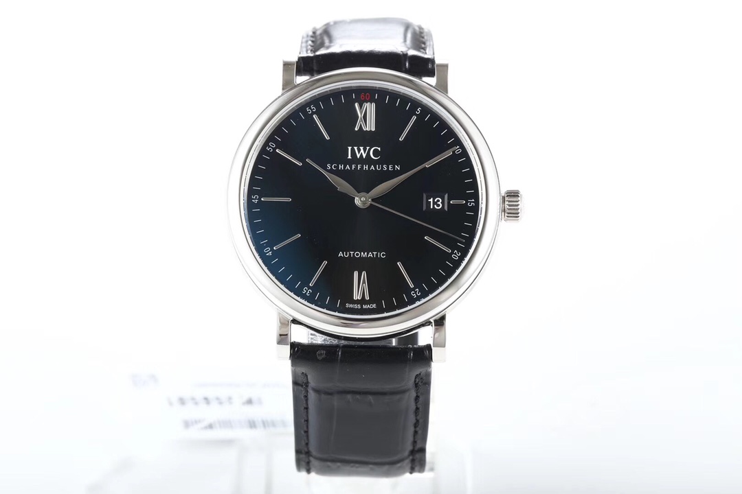 [MKS공장]IWC 포르토피노 블랙다이얼 실버핸즈 가죽스트랩