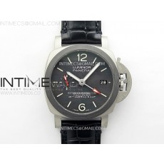 [VS공장]PAM1096 W Luminor GMT 42mm Titanium VSF 11 Best Edition Black Dial on Black Leather Strap P.9011 Super Clone