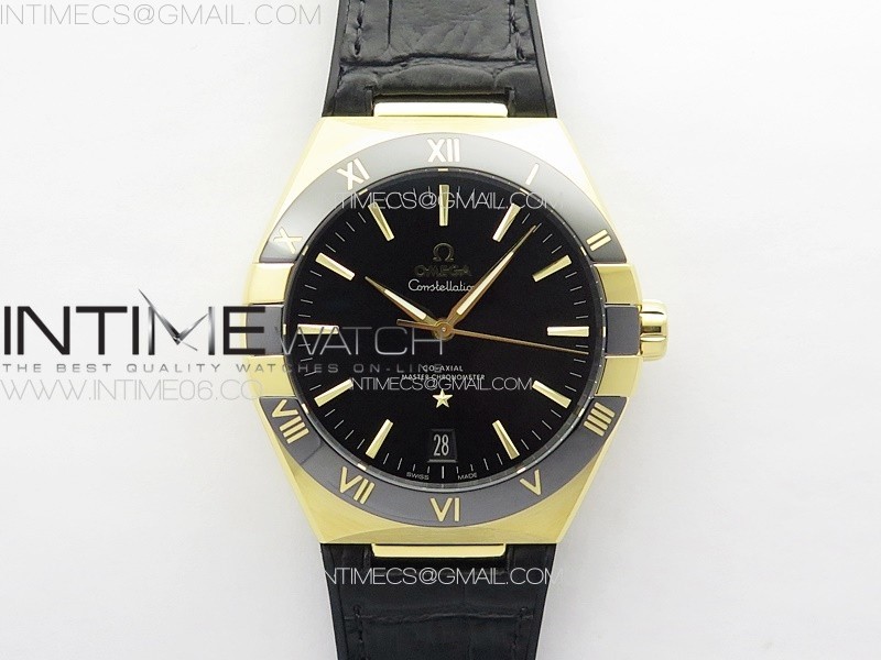 [VS공장]컨스틸레이션 옐로골드 블랙다이얼 거미스트렙 41MM YG Black Ceramic Bezel VSF 11 Best Edition Silver Dial on Black Gummy Strap A8900