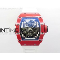 RM035-02 Real Red NTPT Carbon ZF 11 Best Edition Skeleton Dial on White Rubber Strap V5