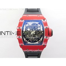 RM035-02 Real Red NTPT Carbon ZF 11 Best Edition Skeleton Dial on Black Rubber Strap V5