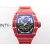 RM035-02 Real Red NTPT Carbon ZF 11 Best Edition Skeleton Dial on Red Rubber Strap V5