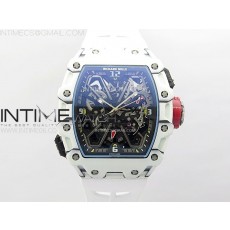 RM035-03 White CarbonRed Crown Z Factory Skeleton Dial on White Rubber Strap Asian Skeleton movement