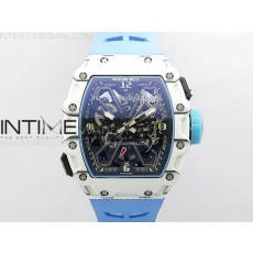 RM035-03 White CarbonBlue Crown Z Factory Skeleton Dial on Blue Rubber Strap Asian Skeleton movement