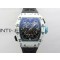 Size 43mm x 15.5mm  Movement   Asian Skeleton movement  Functions Hours and minutes display  Case Black carbon case  Crystal    Scratch-proof sapphire crystal  Dial Skeleton dial  Bezel      White carbon bezel  Strap      Blue rubber strap  Clasp    