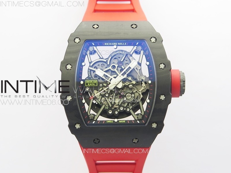 RM035-02 Real Forge Carbon ZF 11 Best Edition Skeleton Dial on Red Rubber Strap NH05A V3+