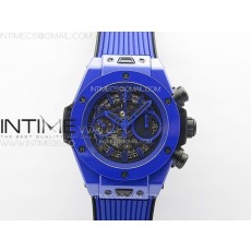 Hublot Big Bang Unico Blue Ceramic ZF 11 Best Edition Skeleton Dial on Blue Gummy Strap A1280