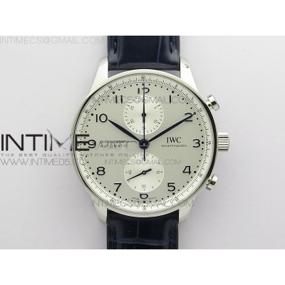 Portuguese IW371605 ZF V3 11 Best Edition SS White Dial Blue Markers on Blue Leather Strap A96355