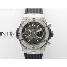 Hublot Big Bang Unico Titanium Full Diamonds ZF 11 Best Edition Skeleton Dial on Black Rubber Strap A1280