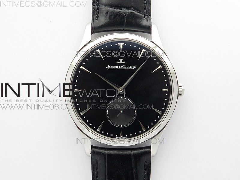 Master Ultra Thin Small Second SS ZF 11 Best Edition Black Dial on Black Leather Strap A896