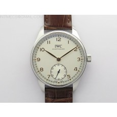 Portuguese IW358303 ZF 11 Best Edition SS White Dial RG Markers on Brown Leather Strap A82200