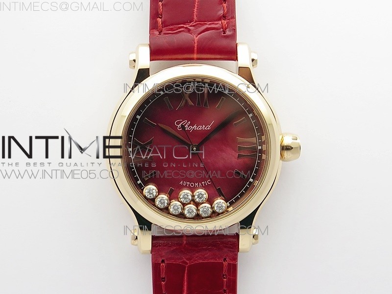 HAPPY SPORT AUTOMATIC RG 36MM ZF 11 BEST EDITION RED MOP DIAL ON RED LEATHER STRAP MIYOTA 9015