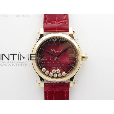 HAPPY SPORT AUTOMATIC RG 36MM ZF 11 BEST EDITION RED MOP DIAL ON RED LEATHER STRAP MIYOTA 9015