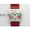 Master Square SS Ladies ZF 11 Best Edition White Colorful Roman Dial on Red Leather Strap Ronda Quartz