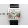 Master Square SS Ladies ZF 11 Best Edition White Colorful Roman Dial on Black Leather Strap Ronda Quartz