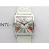 Master Square SS Ladies ZF 11 Best Edition White Colorful Roman Dial on White Leather Strap Ronda Quartz