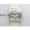 Master Square SS Ladies ZF 11 Best Edition White Colorful Arabic Dial on White Leather Strap Ronda Quartz