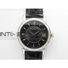 Calatrava 5153G SS ZF 11 Best Edition Black textured dial on Black Leather Strap A324CS