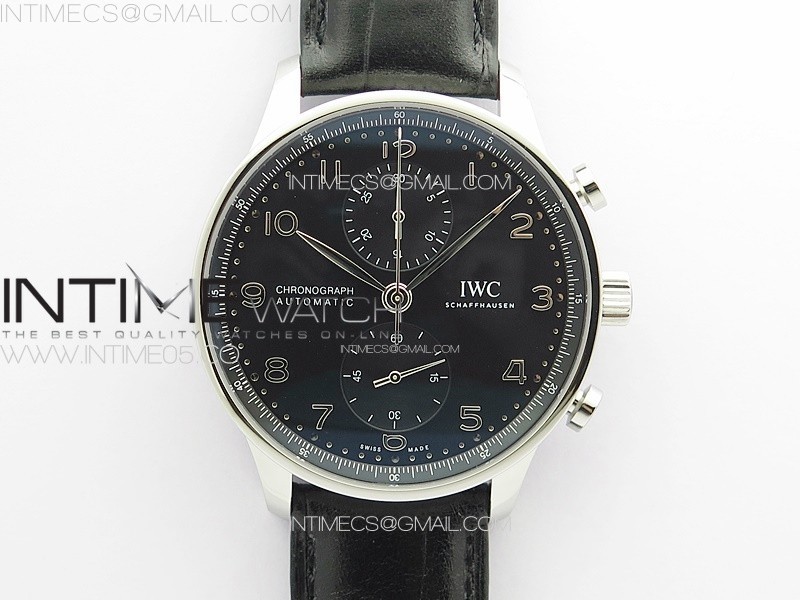 Portuguese IW371609 ZF V3 11 Best Edition SS Black Dial on Black Leather Strap A96355