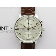 Portuguese IW371604 ZF V3 11 Best Edition SS White Dial RG Markers on Brown Leather Strap A96355