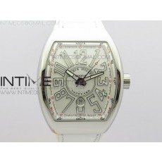 Vanguard V45 SS ZF Best Edition White Textured Dial on White Rubber Strap MIYOTA 9015