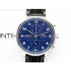 Portugieser Chronograph Edition 150 Years IW371601 ZF 11 Best Edition Blue Dial on Black Leather Strap A7750 (Slim Movement)