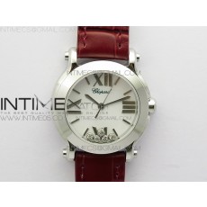 Happy Sport Mini SS ZF MOP Dial on Red Leather Strap Swiss ETA 955.112