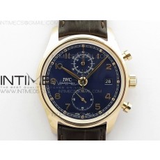 Portugieser Chrono Classic 42 IW390406 RG ZF 11 Best Edition Blue dial on Brown Leather Strap A7750