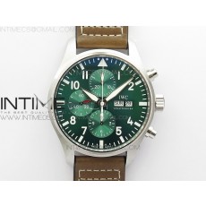 Pilot Chrono Spitfire IW377726 SS ZF 11 Best Edition Green Dial on Brown Leather Strap A7750