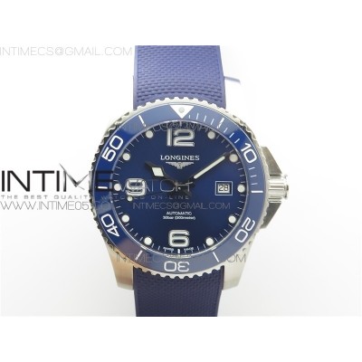 Conquest L3.840.4.56.6 Real Ceramic Bezel SS ZF 11 Best Edition Blue dial On Rubber Strap A2824