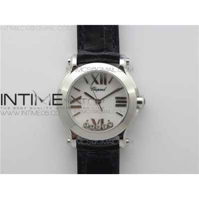 Happy Sport Mini SS ZF MOP Dial on Black Leather Strap Swiss ETA 955.112