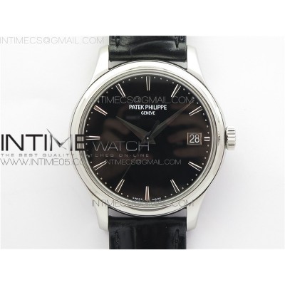 Calatrava 5227R SS ZF 11 Best Edition Black Dial on Black Leather Strap A324CS