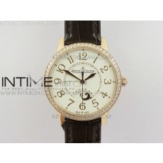 Master Ultra-Thin Moon Ladies RG ZF 11 Best Edition White Texture Dial on Black Leather Strap A898