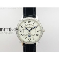 Master Ultra Thin Moon Ladies SS ZF 11 Best Edition White Texture Dial on Black Leather Strap A898