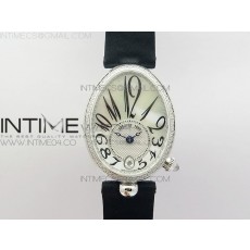 Reine de Naples 8918BB SS ZF 11 Best Edition White MOP Dial Diamonds Bezel on Black Fabric Strap A537