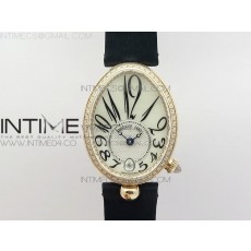 Reine de Naples 8918BB RG ZF 11 Best Edition White MOP Dial Diamonds Bezel on Black Fabric Strap A537