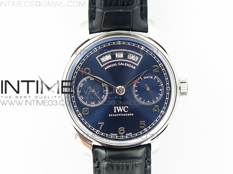 Portuguese Real PR Real Annual Calendar IW503502 ZF 11 Best Edition Blue Dial on Black Leather Strap A52850