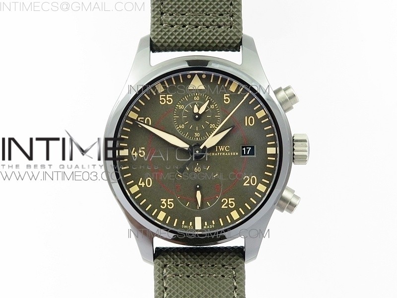 PILOT IW389001 ZF 11 Best Edition Ceramic Case Green Dial on Green Nylon Strap A7750 (function same as genuine)