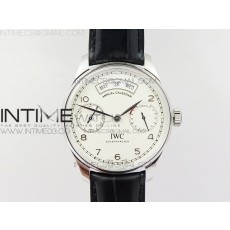 Portuguese Real PR Real Annual Calendar IW5035 ZF 11 Best Edition White Dial Silver Markers on Black Leather Strap A52850