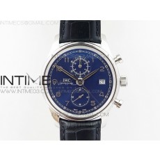 6Portugieser Chrono Classic 42 IW390406 ZF 11 Best Edition Blue Dial Blue Hand on Black Leather Strap A7750