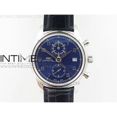 6Portugieser Chrono Classic 42 IW390406 ZF 11 Best Edition Blue Dial Blue Hand on Black Leather Strap A7750