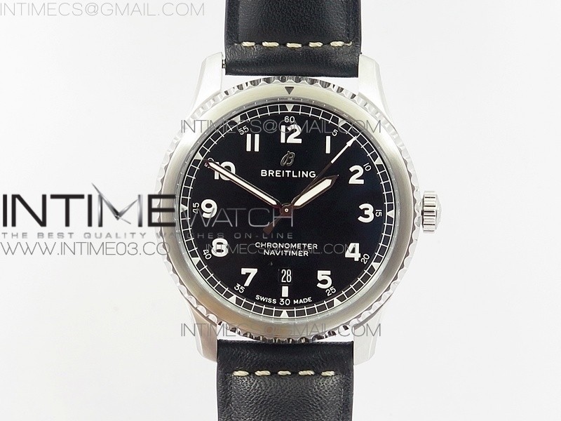 Navitimer 8 A17314 SS ZF 11 Best Edition Black dial On black leather strap A2824