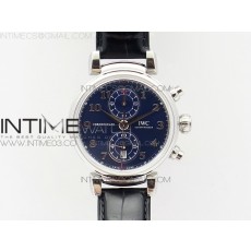 Da Vinci IW393402 SS ZF 11 Best Edition Blue Dial SS A7750 On Black Leather Strap